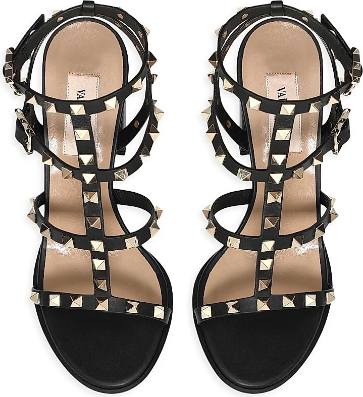 Women's Rockstud Ankle Strap Sandals 90 MM - Black - Size 5.5 - Image 4