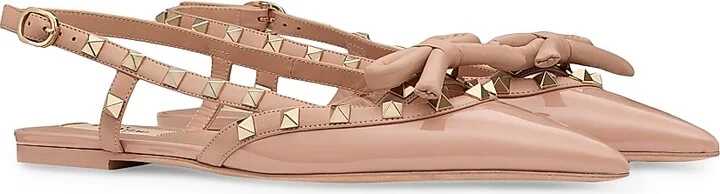 Women's Rockstud Bow Slingback Ballerinas - Beige - Size 6 - Image 2