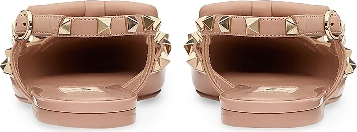 Women's Rockstud Bow Slingback Ballerinas - Beige - Size 6 - Image 3