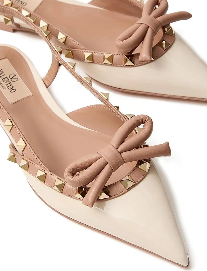 Women's Rockstud Bow Slingback Ballerinas - Beige - Size 6 - Image 10