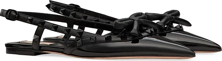 Women's Rockstud Bow Slingback Ballerinas - Black - Size 6 - Image 2
