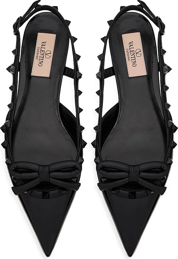 Women's Rockstud Bow Slingback Ballerinas - Black - Size 6 - Image 4