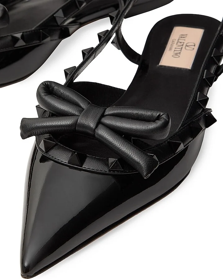 Women's Rockstud Bow Slingback Ballerinas - Black - Size 6 - Image 5