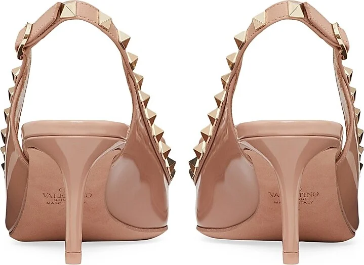 Women's Rockstud Bow Slingback Patent Leather Pumps 60MM - Rose Cannelle - Size 7 - Image 3