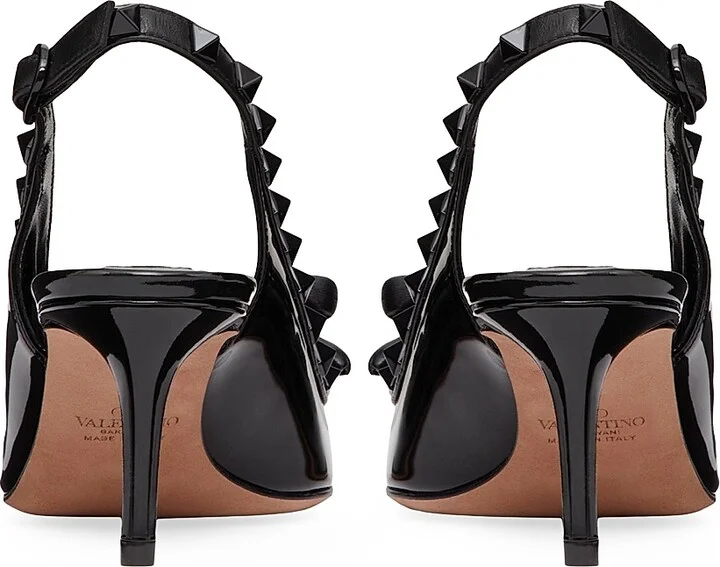 Women's Rockstud Bow Slingback Pumps in Patent Leather 60MM - Black - Size 7.5 - Image 3