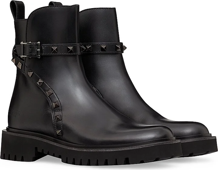 Women's Rockstud Calfskin Ankle Boots With Tone-On-Tone Studs 40mm - Black - Size 5.5 - Image 2