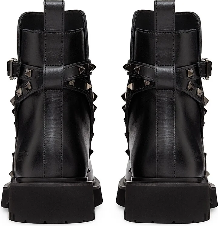 Women's Rockstud Calfskin Ankle Boots With Tone-On-Tone Studs 40mm - Black - Size 5.5 - Image 3