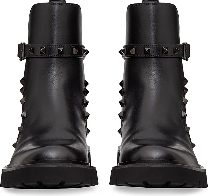 Women's Rockstud Calfskin Ankle Boots With Tone-On-Tone Studs 40mm - Black - Size 5.5 - Image 4