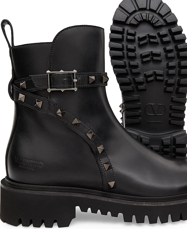 Women's Rockstud Calfskin Ankle Boots With Tone-On-Tone Studs 40mm - Black - Size 5.5 - Image 5