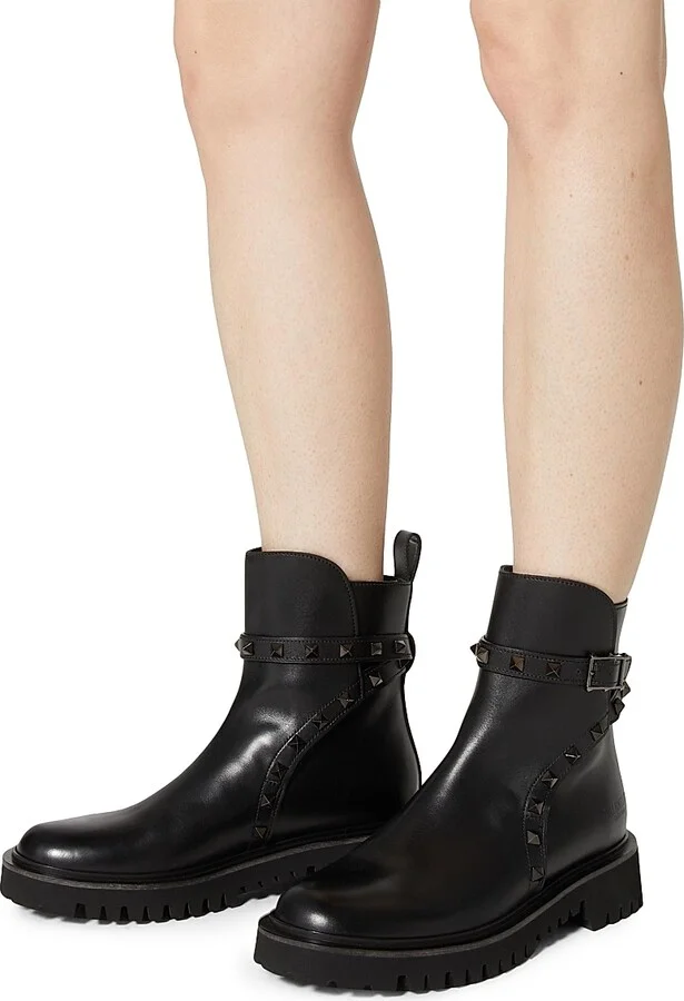 Women's Rockstud Calfskin Ankle Boots With Tone-On-Tone Studs 40mm - Black - Size 5.5 - Image 6