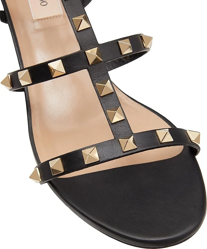 Women's Rockstud Calfskin Ankle Strap Sandals - Poudre - Size 6 - Image 10