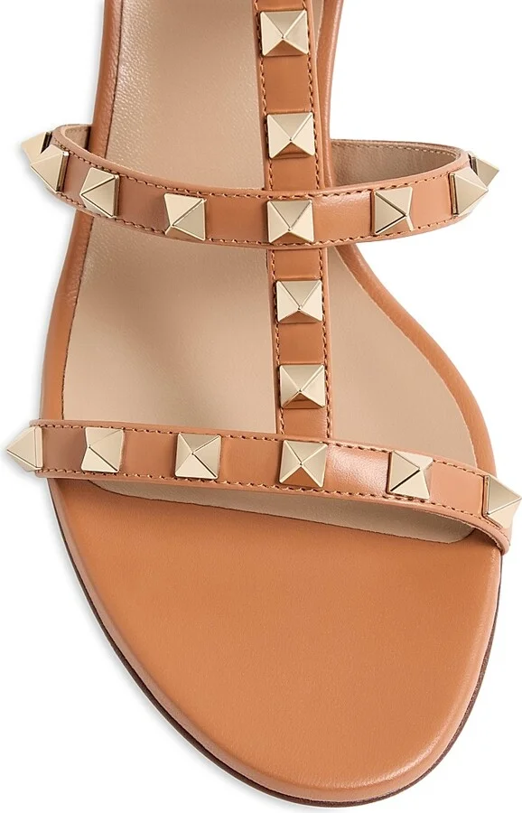 Women's Rockstud Calfskin Leather Slide Sandals 60MM - Light Ivory - Size 5 - Image 6
