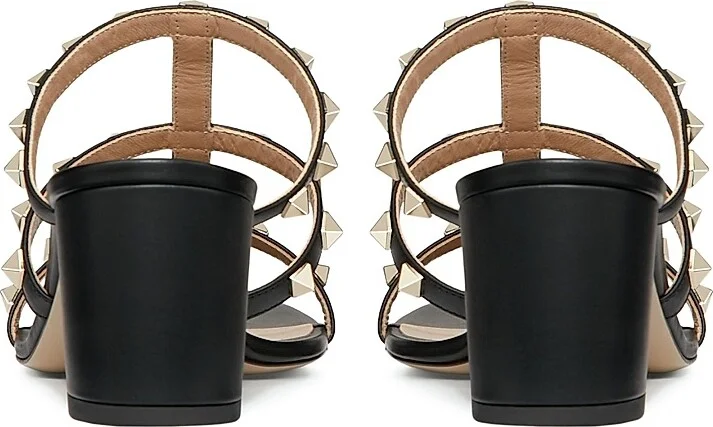 Women's Rockstud Calfskin Leather Slide Sandals 60MM - Light Ivory - Size 5 - Image 11