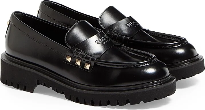 Women's Rockstud Calfskin Loafers - Black - Size 7 - Image 2
