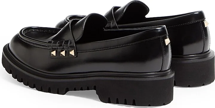 Women's Rockstud Calfskin Loafers - Black - Size 7 - Image 4