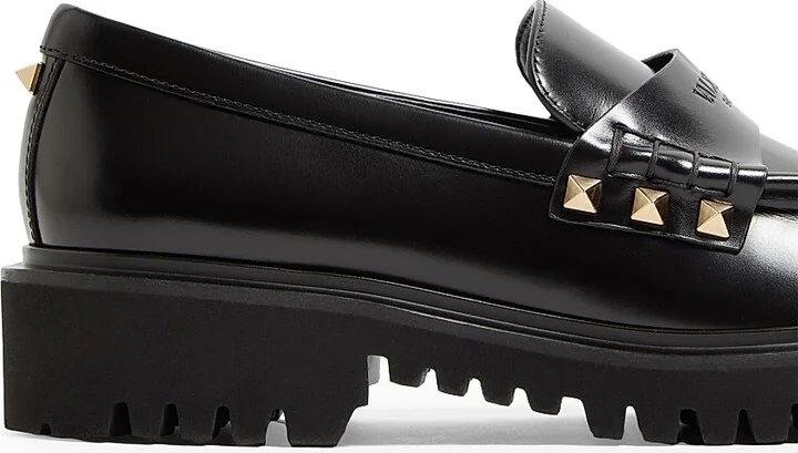 Women's Rockstud Calfskin Loafers - Black - Size 7 - Image 5
