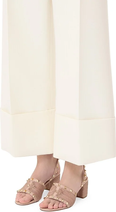 Women's Rockstud Calfskin Sandals 60MM - Beige Rose - Size 7 - Image 7