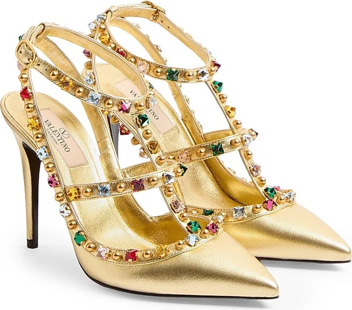 Women's Rockstud Décolleté 100MM Pumps in Laminated Nappa - Multicolored - Size 6 - Image 2