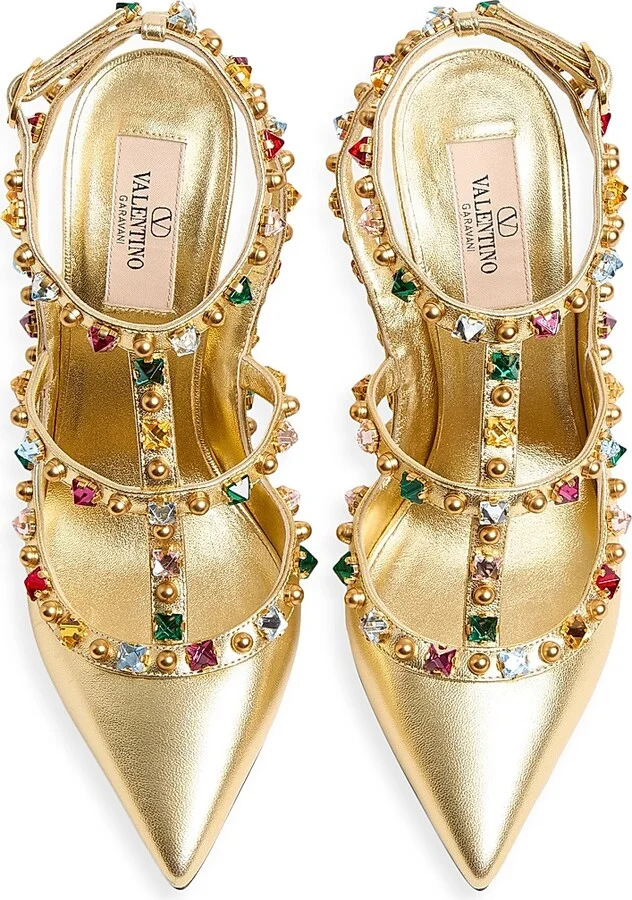 Women's Rockstud Décolleté 100MM Pumps in Laminated Nappa - Multicolored - Size 6 - Image 4