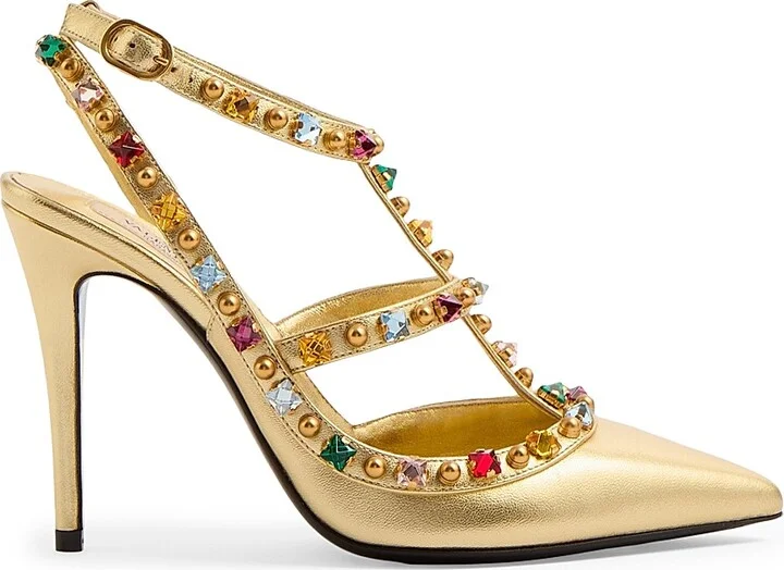 Women's Rockstud Décolleté 100MM Pumps in Laminated Nappa - Multicolored - Size 6