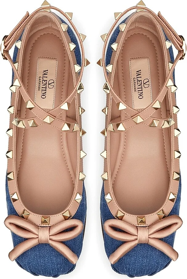 Women's Rockstud Denim Ballerina Flats - Blue - Size 7 - Image 4