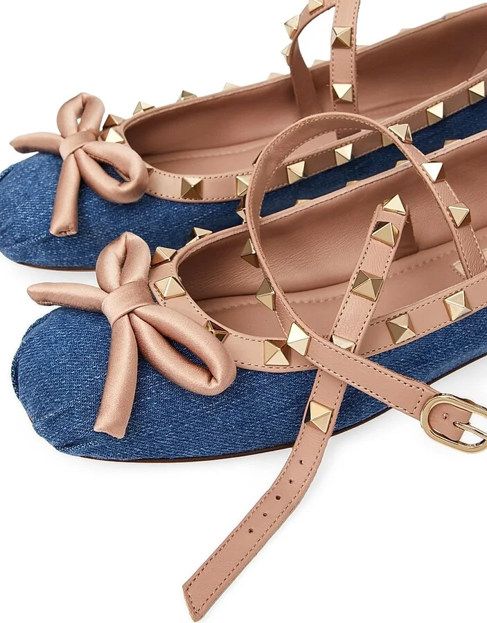 Women's Rockstud Denim Ballerina Flats - Blue - Size 7 - Image 5