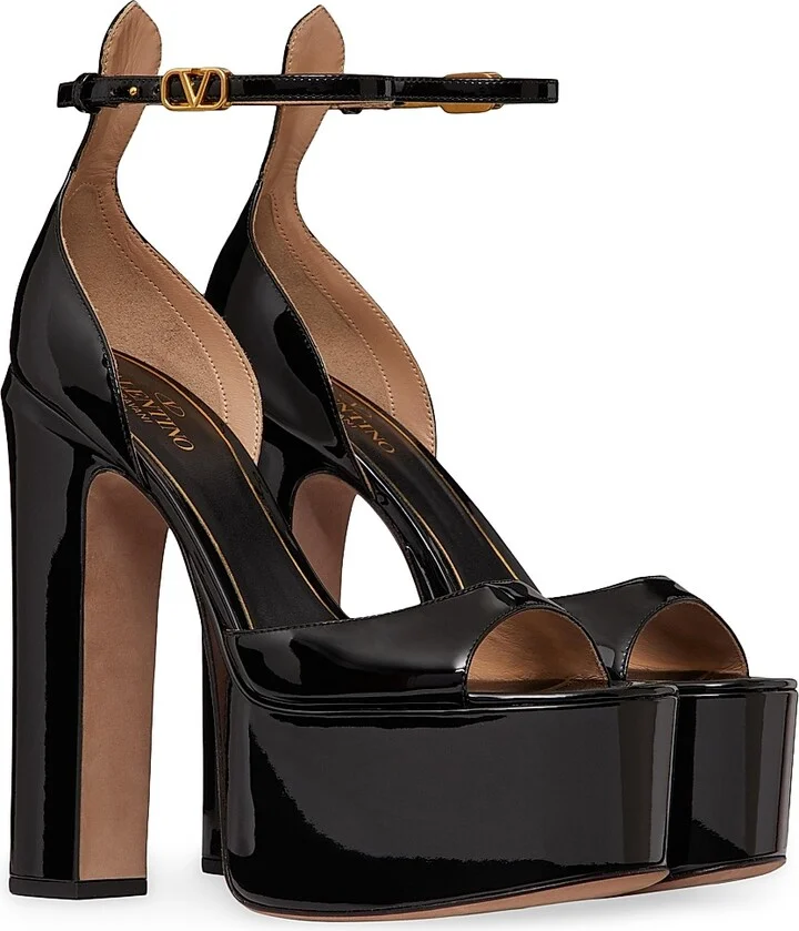 Women's Rockstud Grainy Leather 100MM Ankle Strap Pump - Black - Size 6 - Image 2