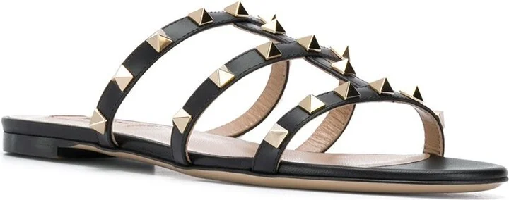 Women's Rockstud Low Slide Sandal In Calfskin - Image 2