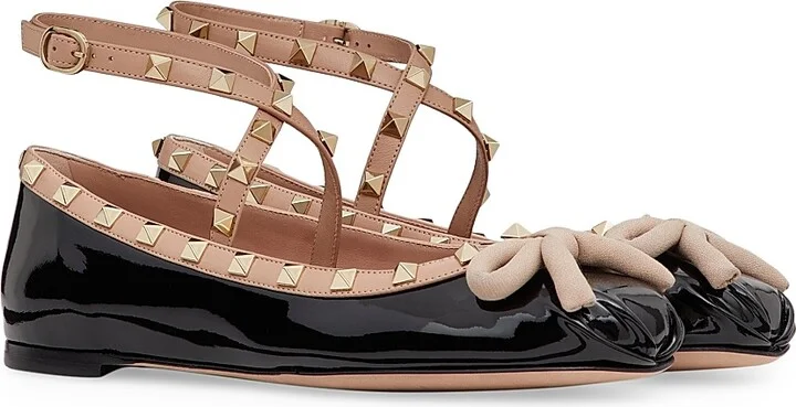 Women's Rockstud Patent Leather Ballerinas - Black Rose Cannelle - Size 10.5 - Image 2