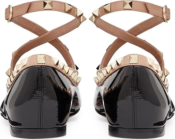 Women's Rockstud Patent Leather Ballerinas - Black Rose Cannelle - Size 10.5 - Image 3