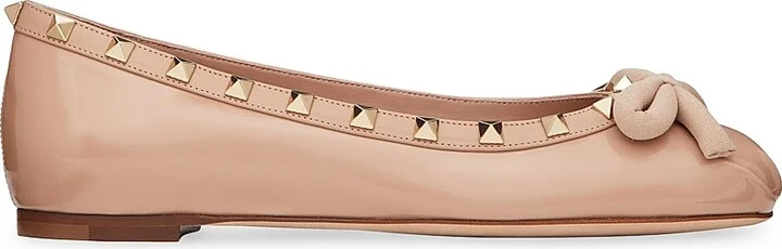 Women's Rockstud Patent Leather Ballerinas - Rose Cannelle - Size 10.5