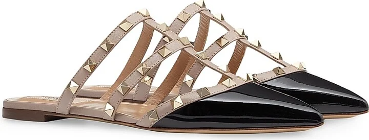 Women's Rockstud Patent-Leather Mules - Black - Size 7 - Image 2
