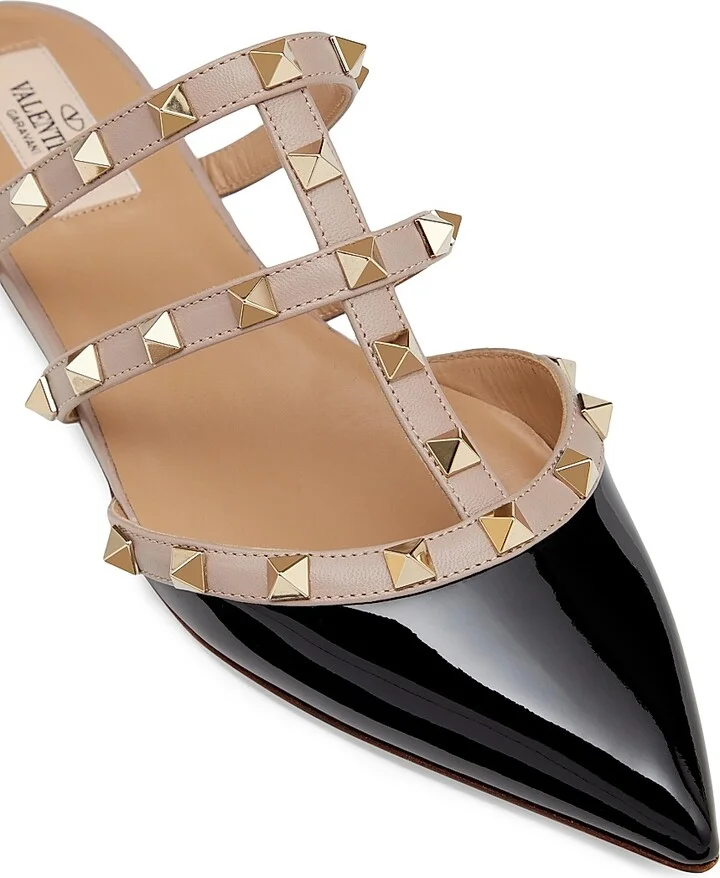 Women's Rockstud Patent-Leather Mules - Black - Size 7 - Image 5