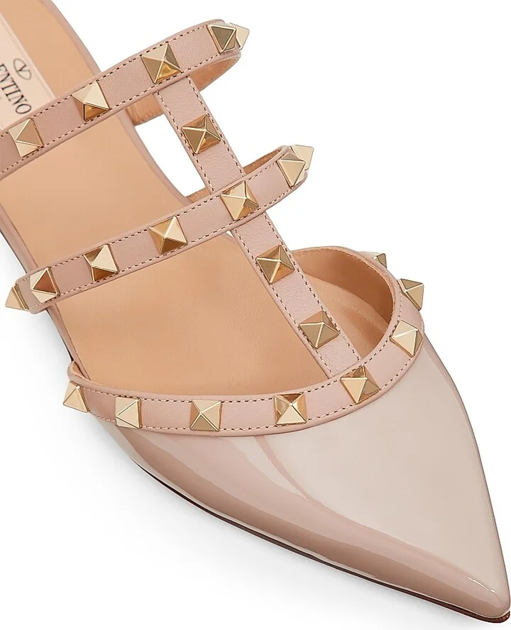 Women's Rockstud Patent-Leather Mules - Black - Size 7 - Image 10