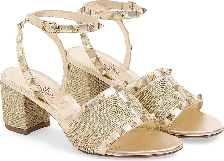 Women's Rockstud Sandals in Laminated Nappa 60MM - Platinum - Size 7.5 - Image 2