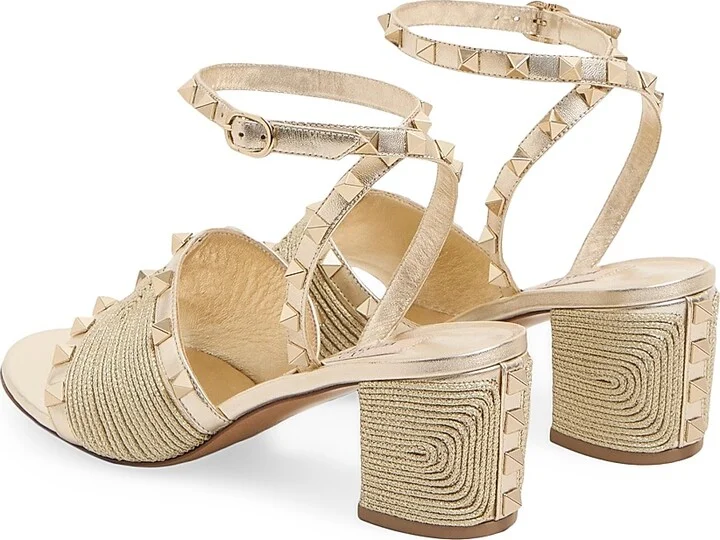 Women's Rockstud Sandals in Laminated Nappa 60MM - Platinum - Size 7.5 - Image 3