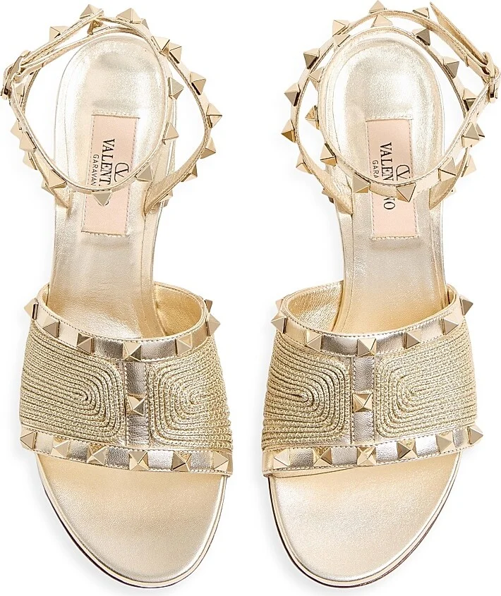 Women's Rockstud Sandals in Laminated Nappa 60MM - Platinum - Size 7.5 - Image 4