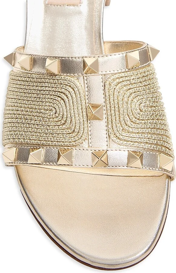 Women's Rockstud Sandals in Laminated Nappa 60MM - Platinum - Size 7.5 - Image 5