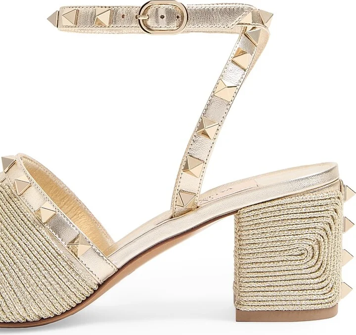 Women's Rockstud Sandals in Laminated Nappa 60MM - Platinum - Size 7.5 - Image 6