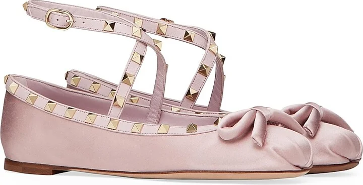 Women's Rockstud Satin Ballerinas - Water Lilac - Size 6 - Image 2