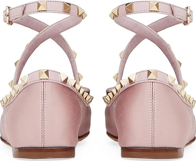 Women's Rockstud Satin Ballerinas - Water Lilac - Size 6 - Image 3
