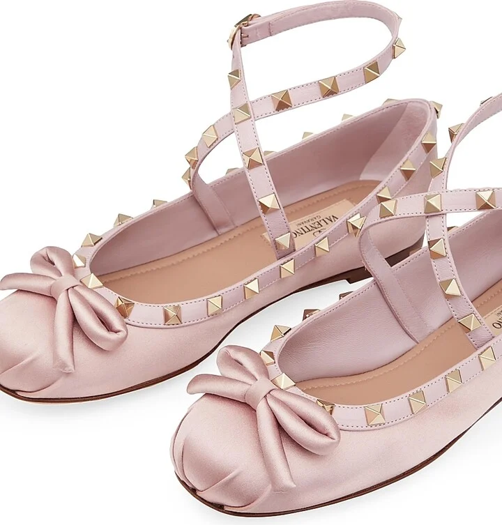 Women's Rockstud Satin Ballerinas - Water Lilac - Size 6 - Image 5