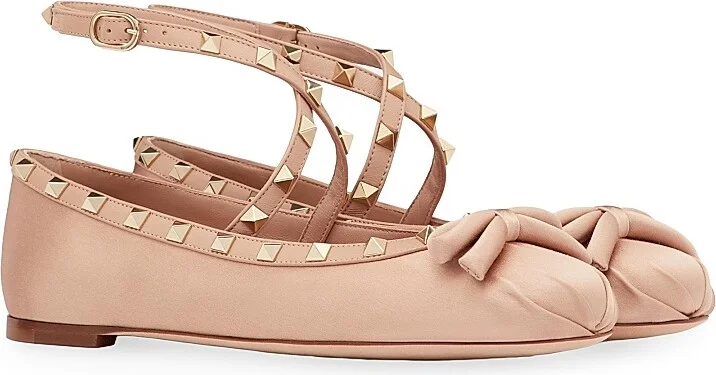 Women's Rockstud Satin Ballerinas - Water Lilac - Size 6 - Image 7