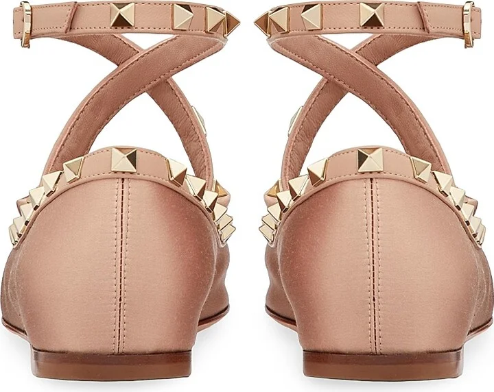 Women's Rockstud Satin Ballerinas - Water Lilac - Size 6 - Image 8