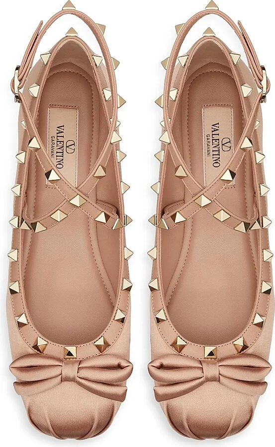 Women's Rockstud Satin Ballerinas - Water Lilac - Size 6 - Image 9