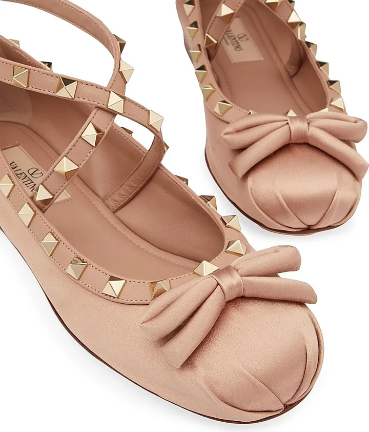 Women's Rockstud Satin Ballerinas - Water Lilac - Size 6 - Image 10