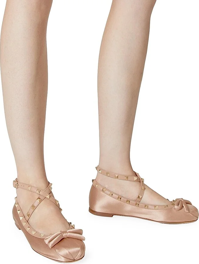 Women's Rockstud Satin Ballerinas - Water Lilac - Size 6 - Image 11
