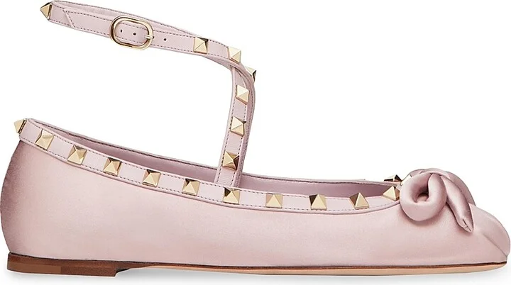 Women's Rockstud Satin Ballerinas - Water Lilac - Size 6