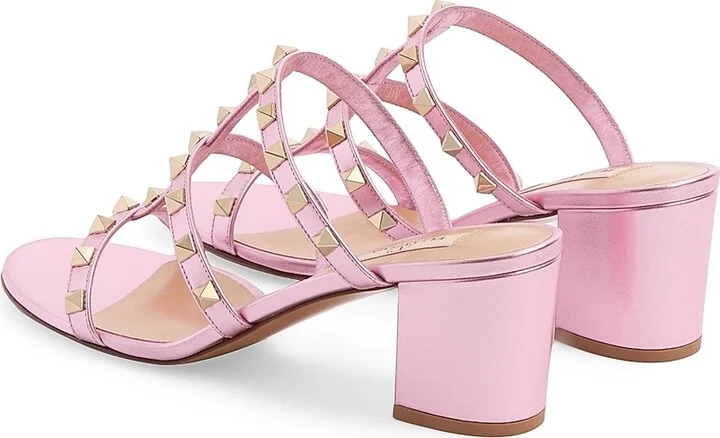Women's Rockstud Slide 60MM Sandals in Laminated Nappa - Antique Brass - Size 5.5 - Image 10