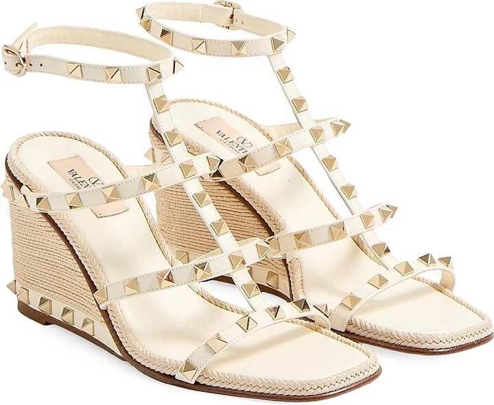 Women's Rockstud Wedge Sandals 80MM - Ivory - Size 7 - Image 2
